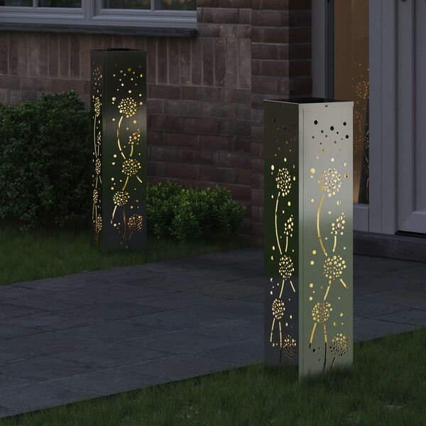 vidaXL Słoneczna LED lampa na ścieżkę 2 pcs Rdzawy Galwanizowany