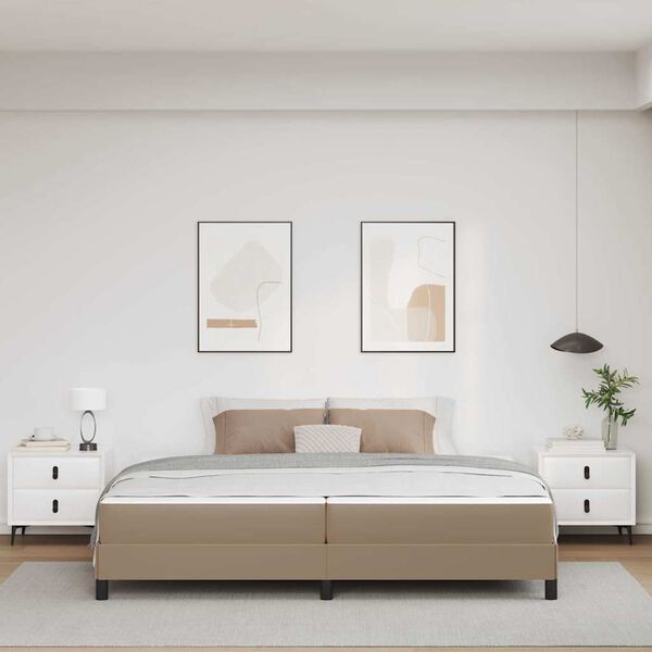 vidaXL Ramka ł&oacute;żka z materacem Cappuccino 200 x 200 cm tkanina