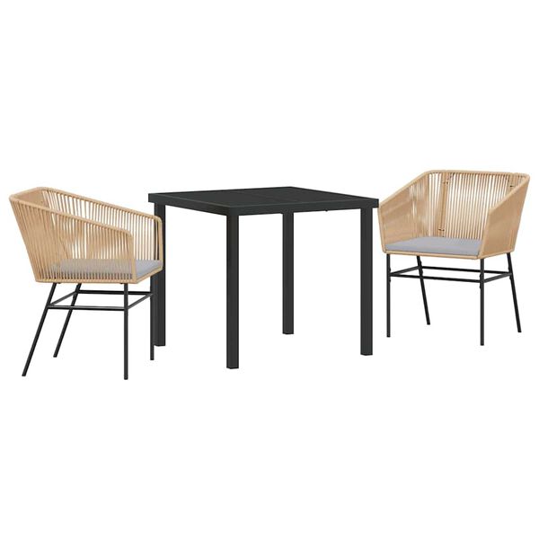 vidaXL Zestaw do jadalni w ogrodzie z poduszką 3 pcs Brązowy