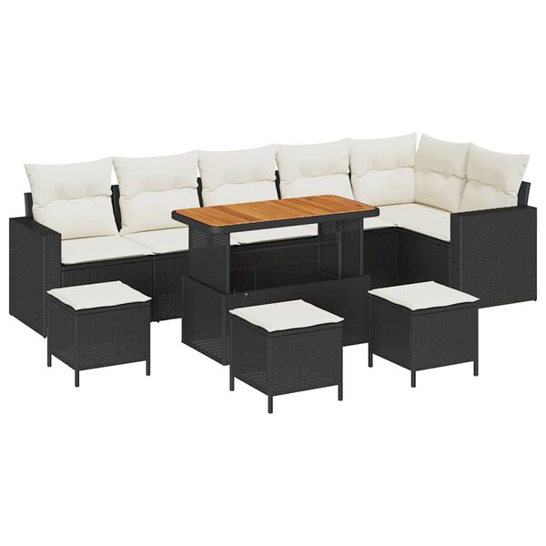 vidaXL Zestaw Sof na Ogr&oacute;d z poduszką 10 pcs Czarny i kremowy