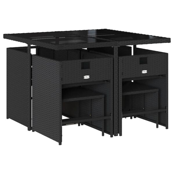 vidaXL 9-cz. zestaw mebli ogrodowych z poduszkami, czarny, rattan PE