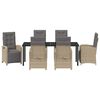 vidaXL Zestaw do jadalni w ogrodzie z poduszką 7 pcs Beżowy polirattan