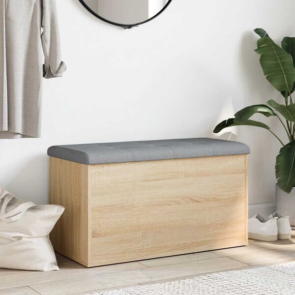 vidaXL Ławka ze schowkiem Sonoma Oak 82x42x45 cm Drewno konstrukcyjne