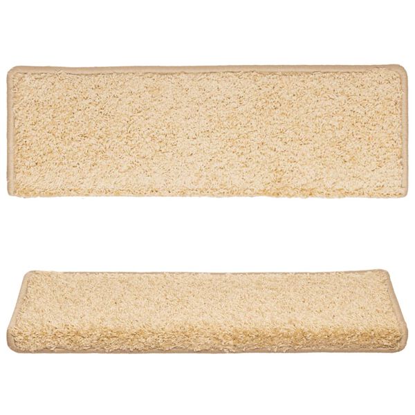 vidaXL Maty na schody 15 szt. 65x21x4 cm Kremowe, prostokątne krawędzie