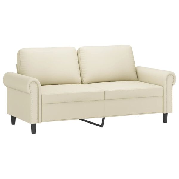 vidaXL 2-osobowa sofa, kremowy, 140 cm, sztuczna sk&oacute;ra