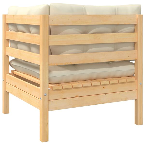 vidaXL Ogrodowe siedzisko narożne z kremowymi poduszkami, lita sosna