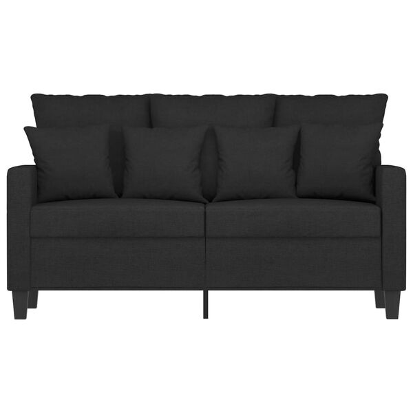 vidaXL Sofa 2-osobowa, czarna, 120 cm, tapicerowana tkaniną