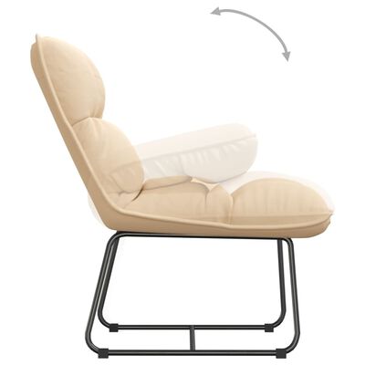 vidaXL Krzesło wypoczynkowe z metalową ramą, kremowe, aksamitne