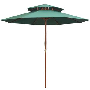 vidaXL Parasol z podw&oacute;jnym daszkiem, 270x270 cm drewno, zielony