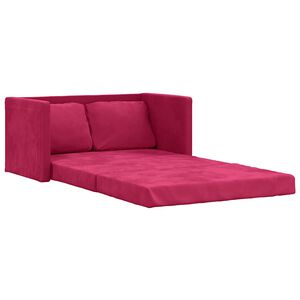 vidaXL Sofa podłogowa 2-w-1, winna czerwień, 122x204x55 cm, aksamit