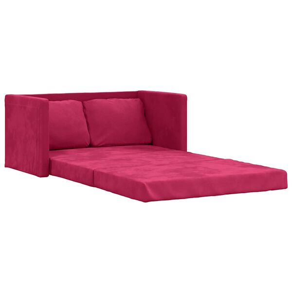 vidaXL Sofa podłogowa 2-w-1, winna czerwień, 122x204x55 cm, aksamit