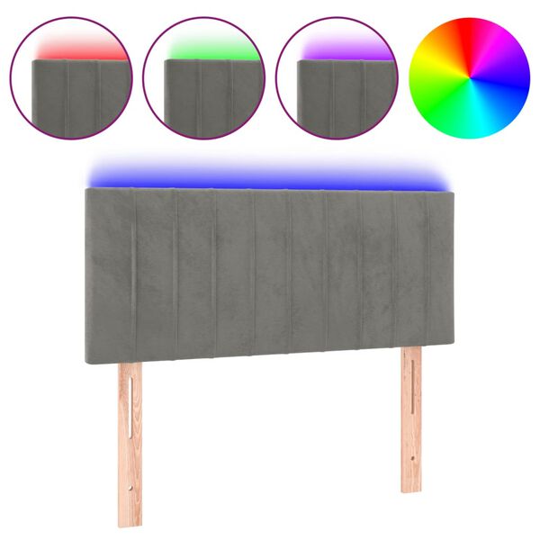 vidaXL Zagł&oacute;wek do ł&oacute;żka z LED, jasnoszary, 80x5x78/88 cm, aksamit