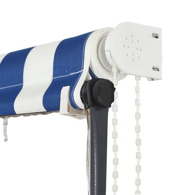 vidaXL Markiza zwijana z LED, 400 x 150 cm, niebiesko-biała