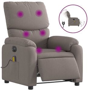 vidaXL Rozkładany fotel masujący, elektryczny, kolor taupe, tkanina