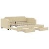vidaXL Sofa rozsuwana z szufladami, kremowa, 90x200 cm, tkanina