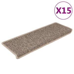 vidaXL Samoprzylepne nakładki na schody, 15 szt., 65x21x4 cm, beżowe
