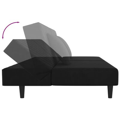 vidaXL 2-osobowa kanapa, 2 poduszki, czarna, aksamitna