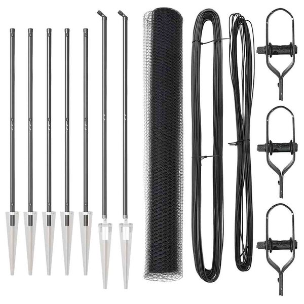 vidaXL Słupek ogrodzeniowy. Szary 10 x 1,4 m (siatka 13 mm) Stal i PVC