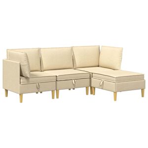 vidaXL Modularny Zestaw Sofy z Przechowalnią 4 szt. kremowy tkanina