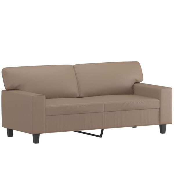vidaXL 2-osobowa sofa z poduszkami, cappuccino, 140 cm, sztuczna sk&oacute;ra