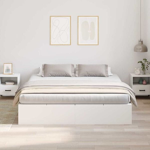 vidaXL Rama ł&oacute;żka z miejscem na przechowywanie Biały 200 x 200 cm