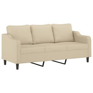 vidaXL 3-osobowa sofa, kremowa, 180 cm, tapicerowana tkaniną