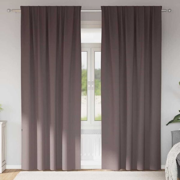 vidaXL Firany blackout z kółkami 2 pcs Ciemny brąz 225 x 140 cm