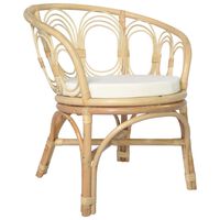 vidaXL Krzesło stołowe z poduszką, naturalny rattan i len