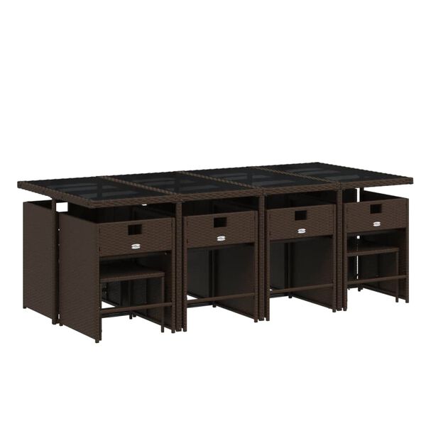 vidaXL 13-cz. zestaw mebli do ogrodu, poduszki, brązowy, rattan PE