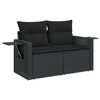 vidaXL Sofa ogrodowa z poduszkami, 2-osobowa, czarna, polirattan