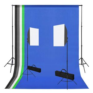 vidaXL Zestaw studyjny z lampami softbox i tłami
