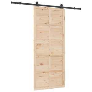 vidaXL Drzwi przesuwne 90 x 208 cm Lite drewno sosnowe naturalny