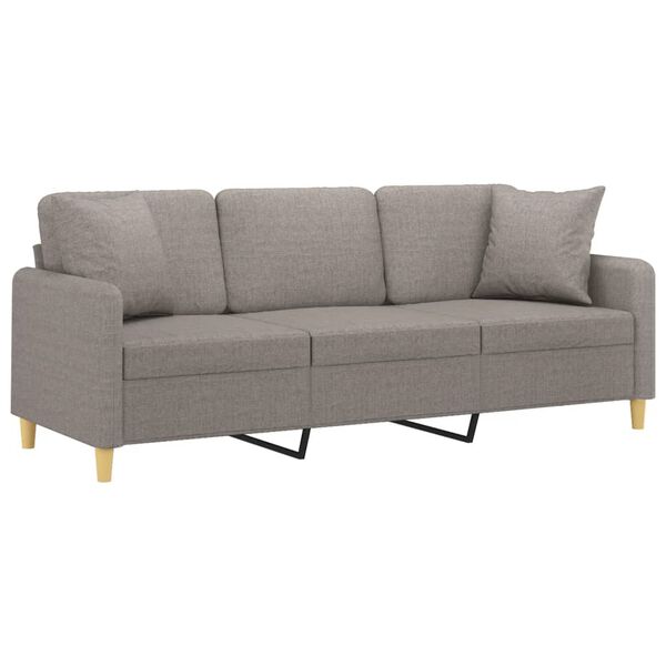 vidaXL 3-osobowa sofa z poduszkami, kolor taupe, 180 cm, tkanina