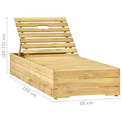 vidaXL Leżak z kremową poduszką, impregnowane drewno sosnowe