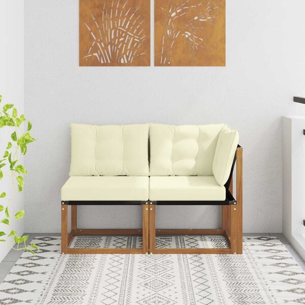 vidaXL Modułowa sofa na zewnątrz z poduszką 2 Sztuka Naturalny