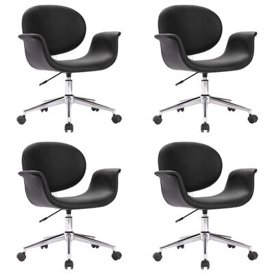 vidaXL Obrotowe krzesła stołowe, 4 szt., czarne, sztuczna skóra