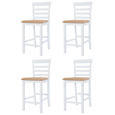 vidaXL Stół barowy i 4 krzesła, lite drewno, kolor brązowy i biały