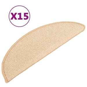 vidaXL Maty na schody 15 szt. 56x17x3 cm Kremowe p&oacute;łokrągłe