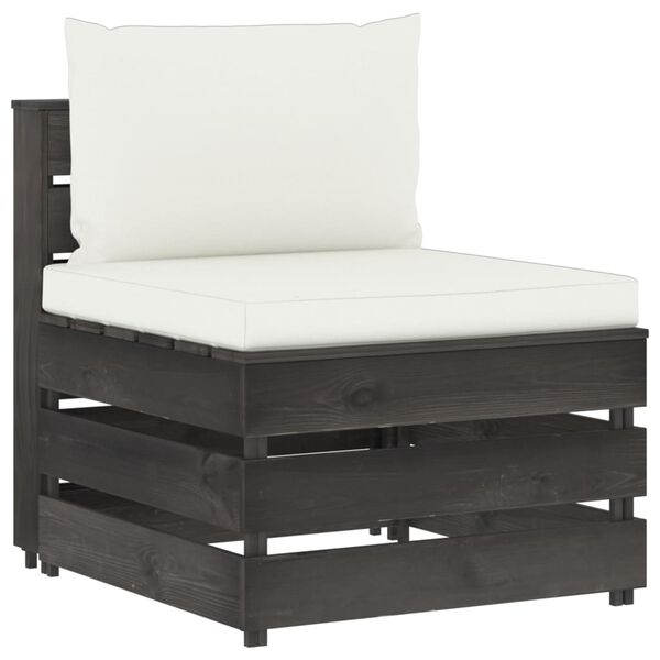 vidaXL Ogrodowa sofa 3-os z poduszkami, impregnowane na szaro drewno