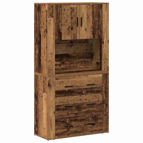 vidaXL Highboard Stare drewno 80 x 33 x 150 cm Materiał drewnopochodny
