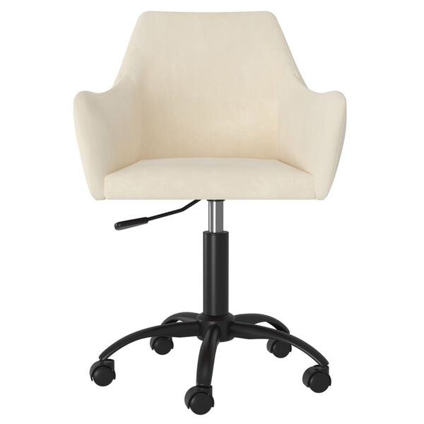 vidaXL Obrotowe krzesła stołowe, 6 szt., kremowe, obite aksamitem