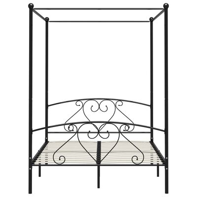 vidaXL Rama łóżka z baldachimem, czarna, metalowa, 140 x 200 cm