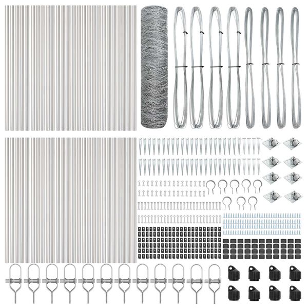 vidaXL Ogrodzenie z słupkami Srebrny 0.6 x 100 m Stal pokryta PCV