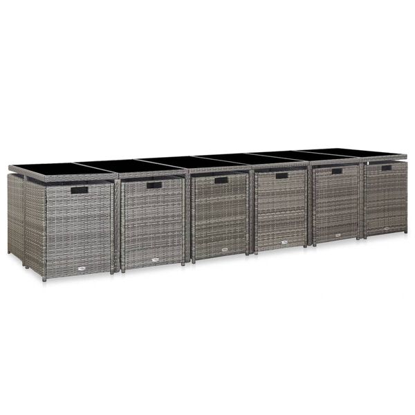 vidaXL 17-cz. zestaw mebli ogrodowych z poduszkami, rattan PE, szary