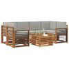 vidaXL Zestawy sof 7 pcs Naturalny i Jasny Szary Lite Drewno Akacji