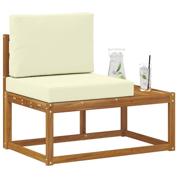 vidaXL Sofa końcowa na zewnątrz z poduszką Naturalny 91 x 63 x 73 cm