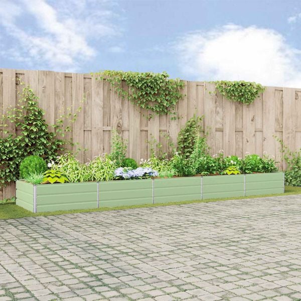 vidaXL Donica Pastelowa Zieleń 195 x 100 x 45 cm Stal Galwanizowana