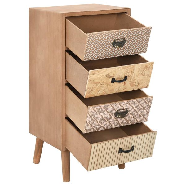 vidaXL Szafka z 4 szufladami, brązowa, 34,5 x 30 x 74,5 cm, MDF