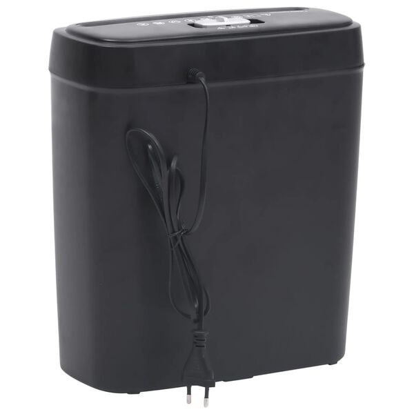 vidaXL Niszczarka do papieru, na 6 arkuszy, cięcie w paski, czarna