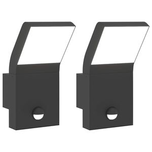 vidaXL Zewnętrzne kinkiety LED z czujnikami, 2 szt., czarne, aluminium